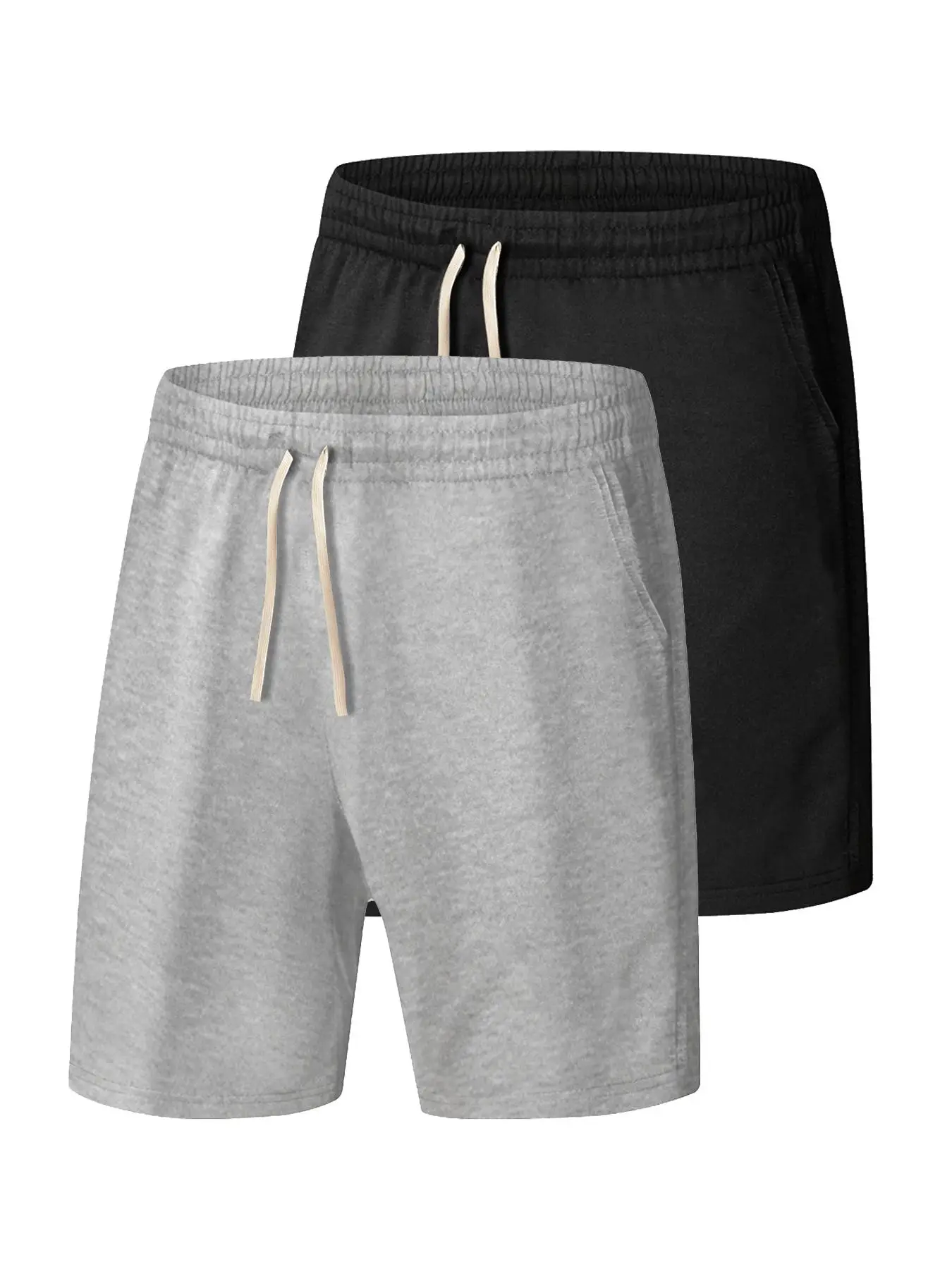 Men's Solid Color Elastic Waist Pocket Shorts, Summer Clothes, Shorts for The Summer, Men's Street Wear Shorts, Loose Casual Breathable Tie Front Trac