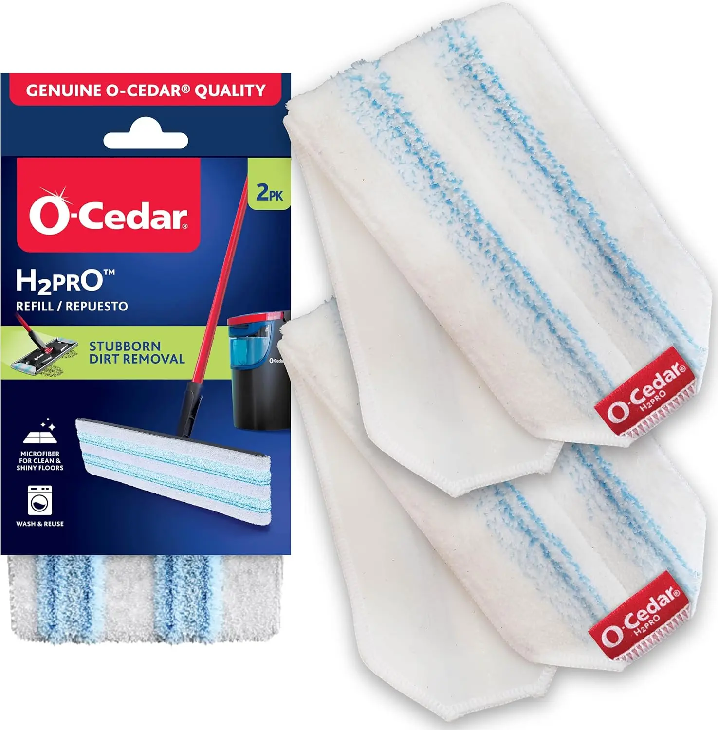 2-Pack Microfiber Spin Mop Replacement Pads, Machine Washable Refill Pads Compatible with H2prO Spin Mop System