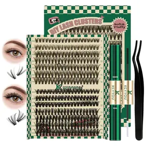 DIY Lash Extension Kit 280pcs Individual Lashes D Curl Eyelash Extension Kit KEYYOU 30D+40D 9-16Mix Lash Clusters with Lash Bond and Seal and Lash Applicator for DIY at Home(KIT-30D40D-0.07D-9-16Mix)
