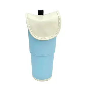 GODORIO PU Leather Standup Brush Holder & Travel Makeup Bag - Ergonomic Design for On-the-Go Use, Ideal for Travel and Daily Organization
