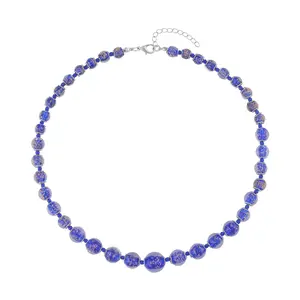 Glass Silvertone Beaded Necklace for Women Jewelry Birthday Christmas Gifts Size 20-22"