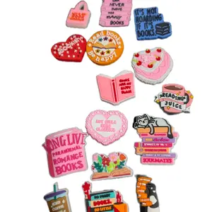 Live Pick a Bookish Shoe/Bag Charm - Heart-Shaped Charm with Book, Cat, Coffee lover Designs. Comfortable - Hip, Parent, Teen, Adult, Footwear Accessory