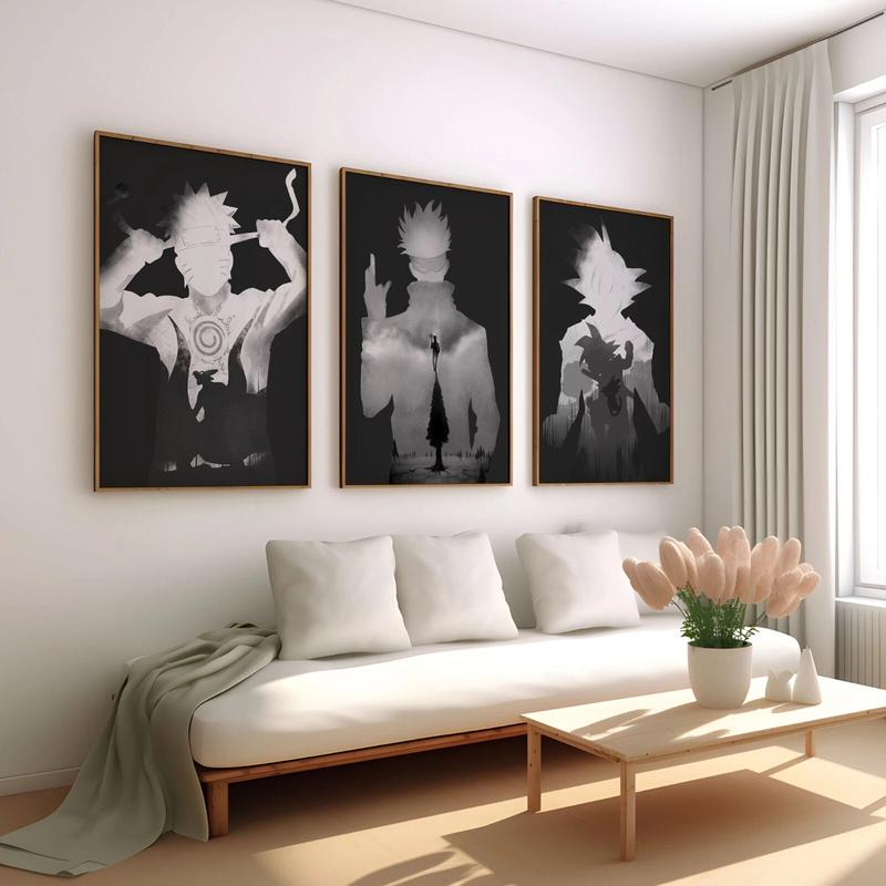 Anime Art, Classic Characters SET of 3 Canvas / Print / Framed, DBZ, Naruto, JJK