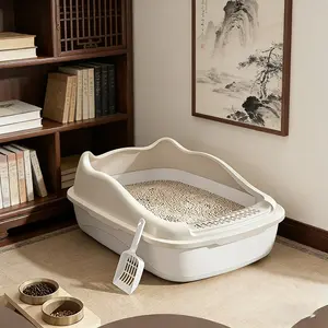 Anti Tracking Semi Enclosed Litter Box Splash Proof Design Easy To Clean Large Or Small Size Optional Universal For Cats 1pcs Litter Tray