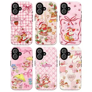 Strawberry Sweetheart Playful Phone Case, Retro 90s Pink Phone Case, Compatible with iPhone