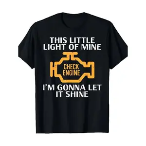 Men's Wear [ Mechanic Tee] Men's Mechanic T Shirt Crew Neck Medium Stretch Geometric Pattern Knit Fabric Regular Fit with Humorous Check Engine Graphic for All Season TopComfortable Tee Graphic Print Shirt AllSeason  Casual Vintage