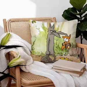 The Big Bad Fox Story Pattern Pillow, 1 Piece Includes Pillow Core, Soft And Durable, Suitable For Children And Adults, Daily Holiday Birthday Gift, Bedroom Decoration For Bed, Sofa, Car