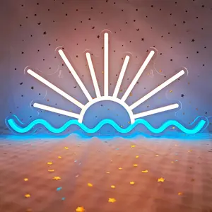 Sunrise Sunset Neon Sign Dimmable Beach Sun Wave Neon Sign for Bedroom Man Cave Living Room Party Bar Decor USB  LED Light