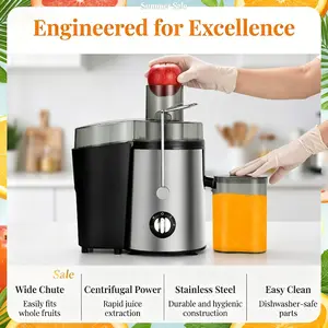 Juice extractor machine with three speed settings, suitable for various fruits and vegetables. Easy-to-clean kitchen appliance: vegetable slicer juicer, fruit and vegetable chopper—a small kitchen gadget.