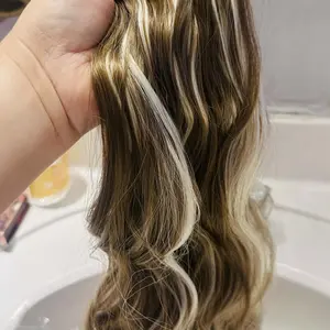 Fxmongyi Clip-in Hair Extensions 24/20 inch Synthetic Long Wavy 4PCS Thick Hairpieces Double Weft Natural Hair Extensions for Women