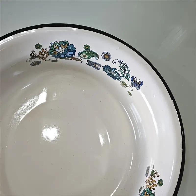 Retro Design Enamel Soup Bowl Thickened Style Scratch-Resistant for Instant Noodles Ideal for Camping and Outdoor Picnics Non-BPA Free Tableware for Household Mixing and Kitchen Washing Supplies Basin