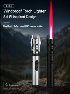 Cool Lightsaber Design Windproof Torch Lighter, High Temperature, 360° Inverted Ignition, Adjustable Flame, Refillable Eco-Friendly Metal Welding Torch for BBQ, Camping (Butane No Included) Laser