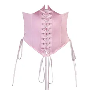 2026 New Year Valentine's Day Women Waist Trainer Corset, Solid Color Lacing Strappy Cincher Shaper with Chest Support for Girls, 3 Colors