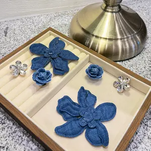 6PCS Shoe Charm Set Blue Fabric Flower DIY Shoe Accessories for Birthday Party decoration chain decorative