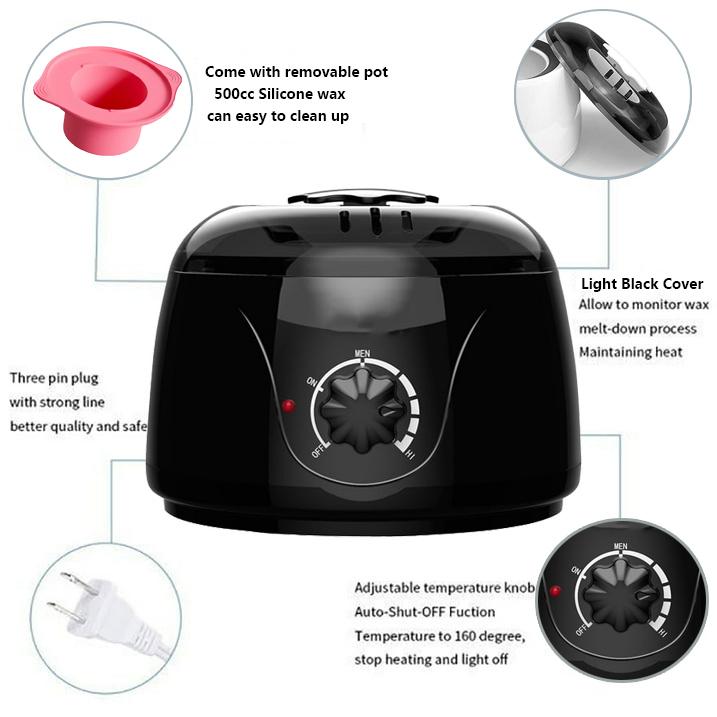 Professional Nose & Hair Waxing Kit, Portable Electric Wax Heater Warmer Kit For Nose Body Hair Removal,Pot Hot Wax Heater With 400g Beans & 10 Sticks For Facial, Armpit Waxing at Home