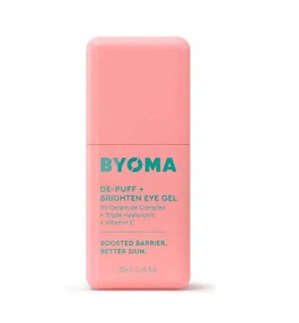 BYOMA De-Puff + Brighten Eye Gel - Lightweight Gel Eye Cream with Hyaluronic Acid & Vitamin C for Dark Circles, Puffiness & Wrinkles - 0.68 fl. oz