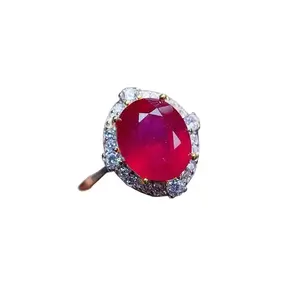 Large 8x10mm Natural Burma Ruby Ring, Ruby Cocktail Ring, Natural Ruby Ring