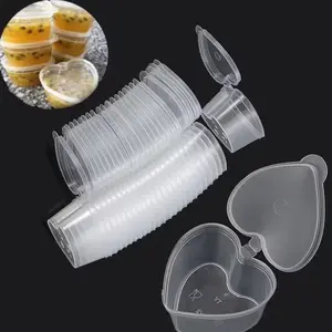 10/25/50/100 PC leak-proof heart-shaped plastic container with a lid, semi-transparent storage box, stackable durable dipping sauce box, suitable for appetizers, pudding, snacks, birthdays, weddings, etc. It is also an ideal choice for Ramadan, carnival,