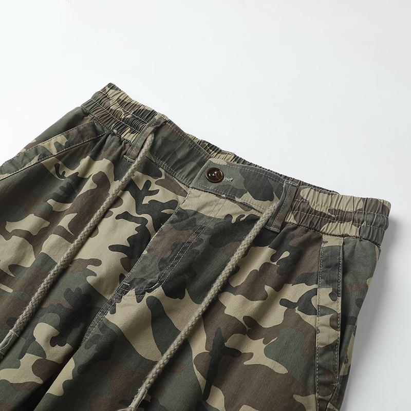 Stylish Cargo Camo Pants Military Army Green Elastic Drawstring Multi-Pocket Work Outdoor Tactical Multi-Flap Stretchy Zippered Cuffs Harem Pants