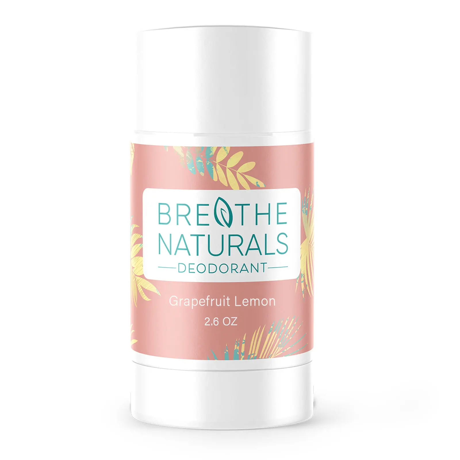 Breathe Naturals Non-Toxic Deodorant (Grapefruit Lemon) 2.6 oz Gentle On Sensitive Skin, Aluminum-Free Vegan Body Care