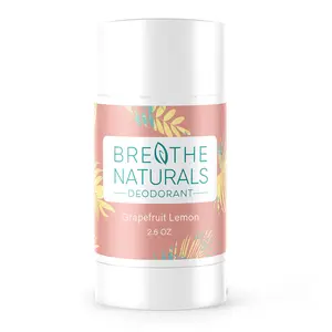 Breathe Naturals Non-Toxic Deodorant (Grapefruit Lemon) 2.6 oz Gentle On Sensitive Skin, Aluminum-Free Vegan Body Care