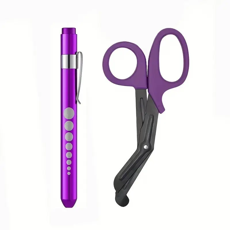 Nurses Supplies Set, 1 Set Including 1 Count Pen Light & 1 Count 6 Inch Scissors, Office Cutting Supplies for Home & Office, Office Gadgets, Multifunctional Stationery