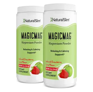 NaturalSlim MagicMag Magnesium Citrate Powder for Stress, Constipation, Muscle & Heart Health, Better Rest & Digestive Support, Magnesium Supplement for Women and Men, 8 oz (2 Pack) – Strawberry Lime