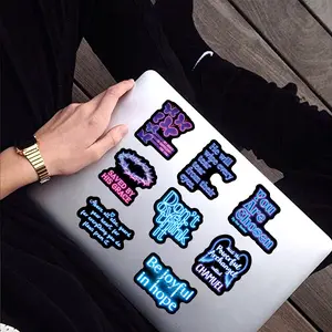 50pcs Neon Blue Graffiti Stickers, Suitable for Scrapbooks, Diaries, Laptops, Water Bottles, Cars, and Other Faith-based Designs; A Gift with A Positive Message.
