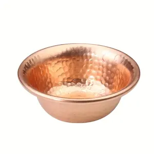Handcrafted Nepalese Hammered Copper Bowl - Geometric Pattern Holy Water Bowl for Altar Rituals, Incense Burner, Ash Catcher & Jewelry Dish - Multi-Use Religious Decor for Christmas, Easter, Islamic New Year, Decorative Bowl | Traditional D