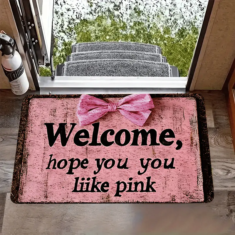 Non-Slip Welcome Mat, Door Mat Featuring The Text 'Welcome, Hope You Like', Flannel Material Suitable for Home, Office, Bathroom