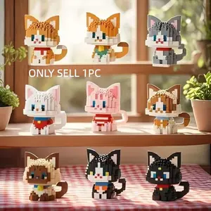 500+pcs Pet Cat Building Blocks Kit, Nano Blocks, Cute Cartoon Animal Models, Fashion Assembly Toy, Creative Gift for Adults, Home and Office Decor, Multiple Styles Available, Brick, Block Figures