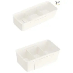 Expandable Drawer Organizer Bins, Adjustable Drawer Dividers for Kitchen, Bathroom, Bedroom, and Office, Multifunctional Storage Trays (Set of 2, White) Boxes Smooth makeup organizer jewelry box storage organization