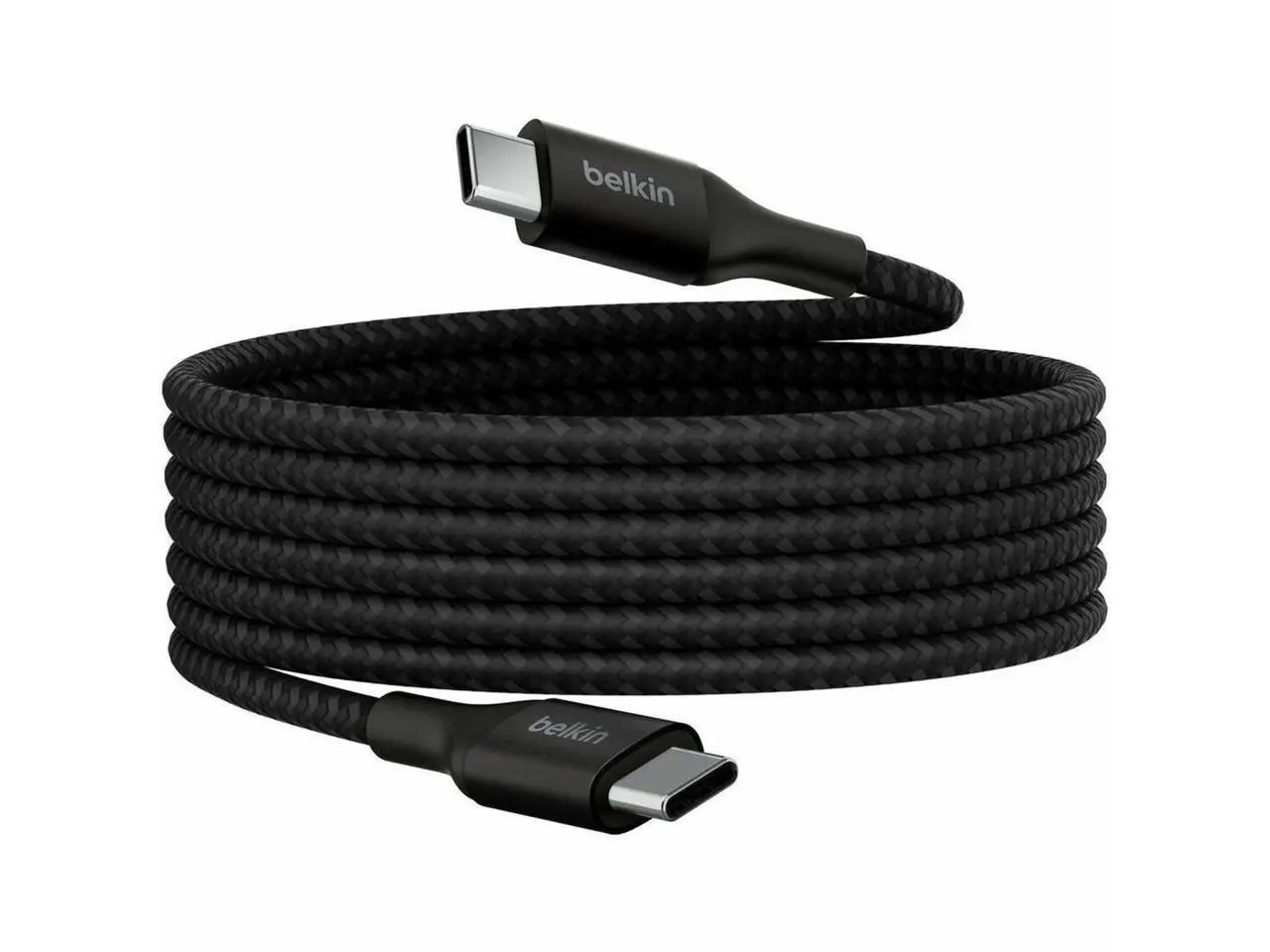 Belkin 240W USB-C to USB-C Cable - 480 Mbps - Nylon, Braided - M/M - 2m/6.6ft - Black - CAB015bt2MBK