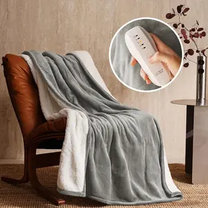 Heated Blanket 50"x60" - ETL&FCC Certified Flannel Electric Blanket Machine Washable Heating Throw with 5 Heating Levels 3 Hours Auto-Off Overheating Protection (Grey)