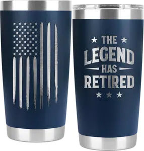 Retirement Gifts for Men 2024 - The Legend Has Retired Drinkware Flasks Water Bottles - American Flag Tumbler, Engraved Gifts, Retirement Gag Gifts Idea for Men, Him, Husband, Coworkers tumbler drinkware