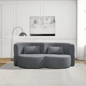 Folding sofa bed, floor sofa, convertible teddy bear fabric foam filled sleeper futon double sofa, suitable for living room, guest, office and apartment (gray)
