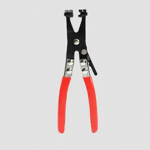 Professional Auto Radiator & Fuel Line Hose Clamp Pliers with Quick-Lock Ratchet and Anti-Slip Red Grip Handle