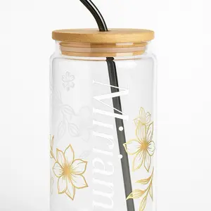 Floral personalized with name glass cups