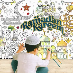 Ramadan Giant Coloring Poster 75x30 in - Large Coloring Table Cloth for Kids - Jumbo Paper Tablecloth Poster Sheet - Fun Ramadan Activities for Kids & Adults!