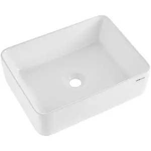 VEVOR Rectangle Vessel Sink, 19x 14.7 Bathroom Vessel Sink Countertop, White Ceramic Bathroom Sinks Above Counter, Modern Bright and Elegant, Well-Packaged for Bathroom, Hotel, Toilet, RV