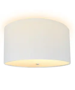 Moderne Flush Mount Conversion Kit 16"w White Linen Drum Lampshade
