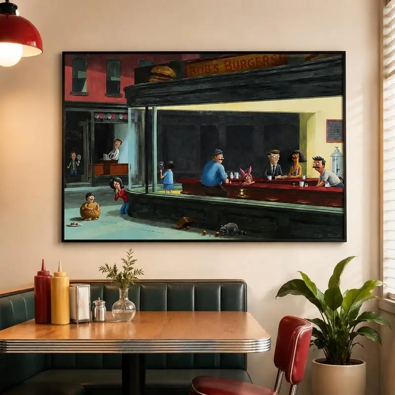 A Classic With Cheese High Quality Canvas Print Nighthawks Fanart Unique Artwork Modern Home Decor Illustrations Decoration Items wall decor wall art posters