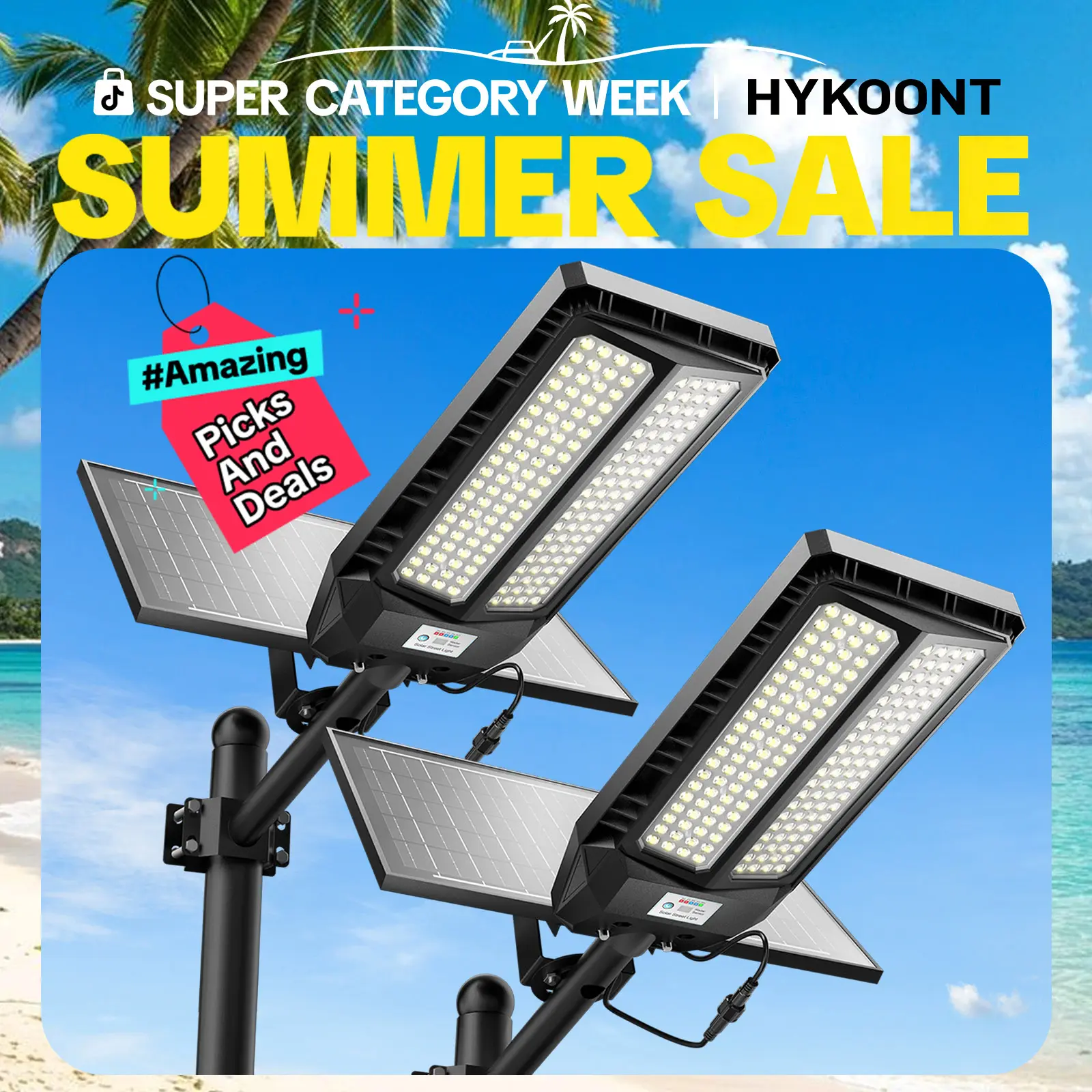 HYKOONT TW16 Utral Dual Solar Sanels Solar Light Outdoor - All-Weather Performance Dual Solar Light, 6500K Daylight, Large Lamp Beads, Optical Convex Lens,  Motion Sensor and Remote Control, Dusk to Dawn for Yard Lighting solar outdoor lights