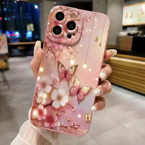 Accessories for Compatiable with iPhone 17 Air 16 Pro Max 14 Plus 13 Pro Max 12 11 X 15 Pro Max 16 SE XS Flower Butterfly Cover Full Len Protective Case, can be given as a gift to friends or family