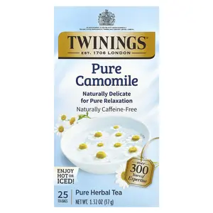 Twinings Pure Herbal Tea, Pure Camomile, Caffeine-Free, 25 Tea Bags, 1.32 oz (37 g)