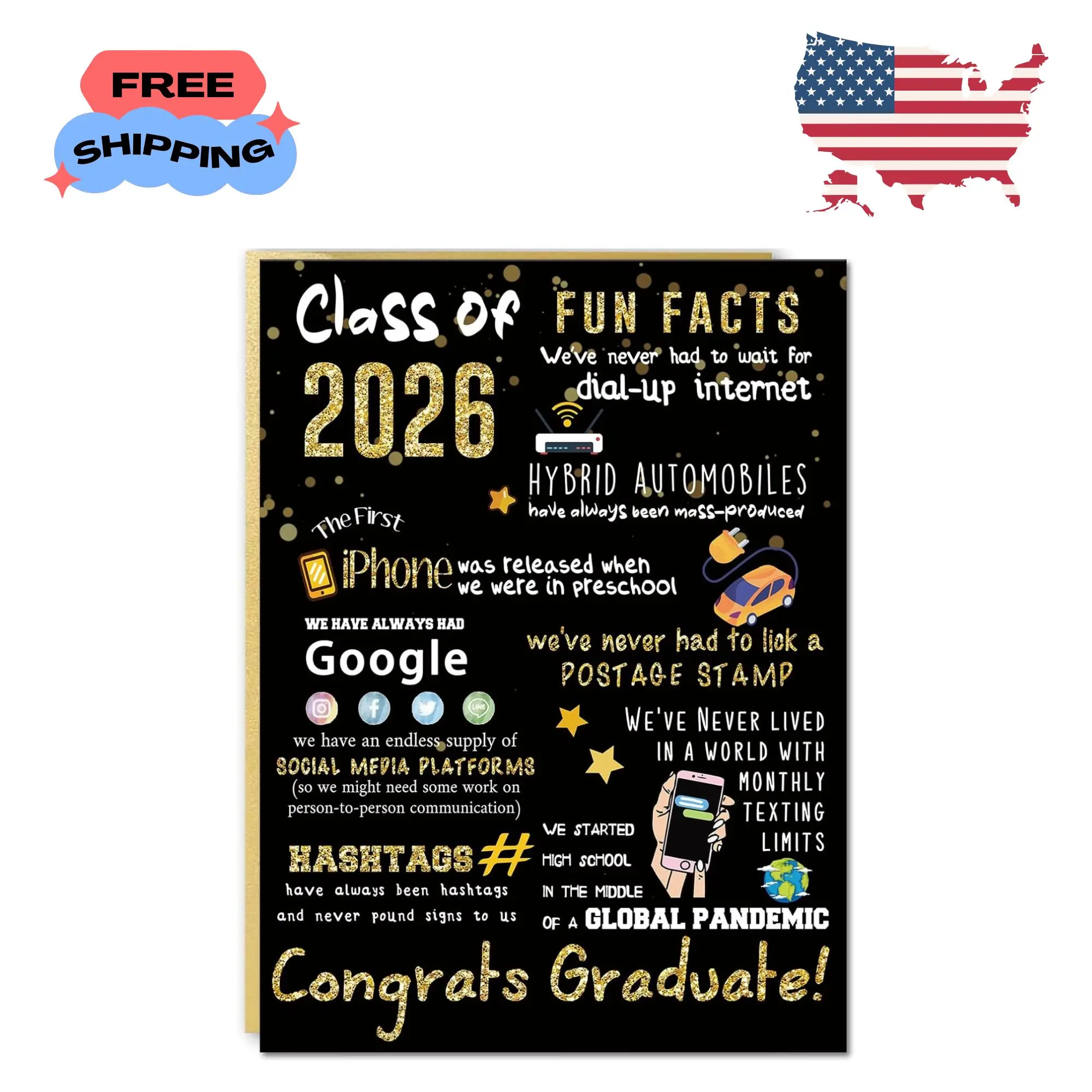 Big 2026 Graduation or Congratulations Card, Graduation Party Decorations