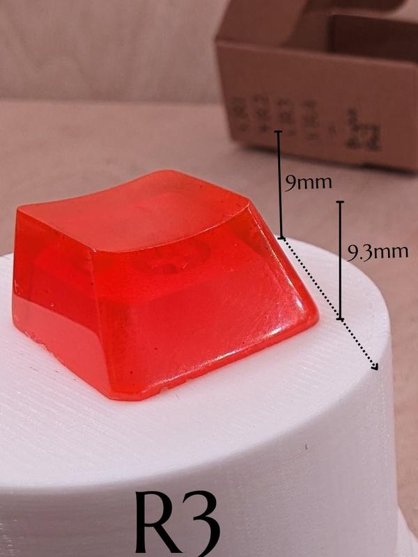 ResinKeyWorks Bright Red Blank 1U Accent Keycaps, Transparent Hand Polished Resin OEM Caps with MX stems