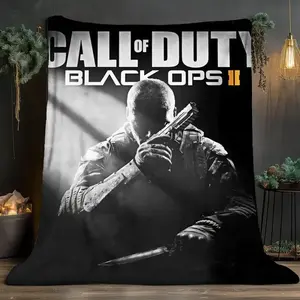 Black Ops 2 cover pattern soft and comfortable home blanket, small throw blanket, perfect as a gift for friends or besties. Super soft heat-pressed blanket, Slogan Print Blanket.L251202249