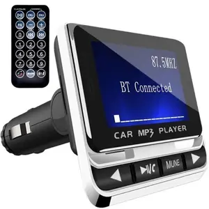 Wireless Car Bluetooth FM Transmitter, 1.4 Inch Display, Cigarette Lighter, HIFI Radio/Charger, Remote Control Charging Case with Cleaning Kit