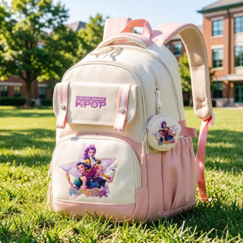 Fashion Trendy Black School Bags for Boys Girls KPop Demon Hunters School Bag Backpack Back Pack Kindergarten Zipper Bookbag